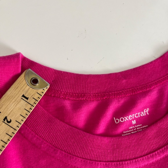 Boxercraft x Disney Hot Pink Glitter Spell Out Crew Neck T-Shirt Womens Medium - Picture 9 of 9